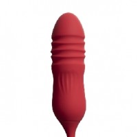 Thrusting Vibrator (Type II) 10-Speed Silicone Clitoral Rose with Vibrating Tongue RED